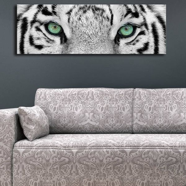 Obraz s led osvetlením White Tiger 90x30 cm