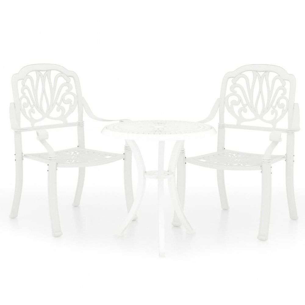 Záhradný bistro set 3 ks liaty hliník Dekorhome Biela