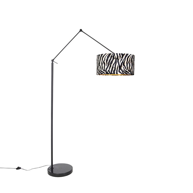 Moderná stojaca lampa čierne tienidlo zebra dizajn 50 cm - Editor