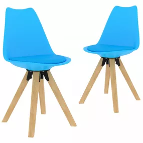 Jedálenská stolička 2 ks plast / umelá koža / buk Dekorhome Svetlo modrá