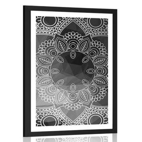 Plagát s paspartou čiernobiela Mandala - 60x90 black