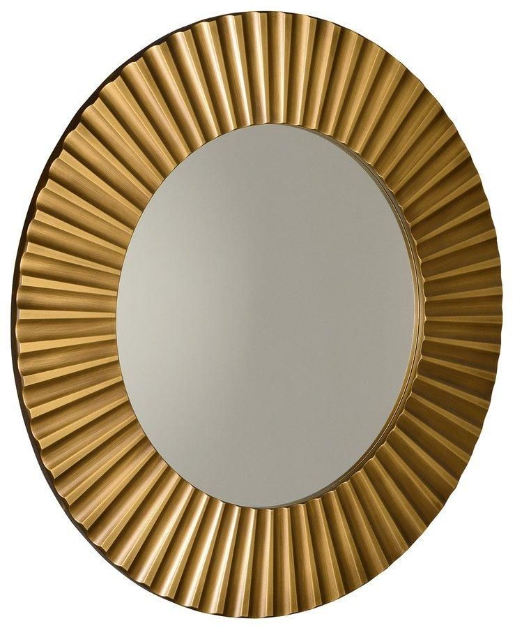SAPHO - PRIDE guľaté zrkadlo v drevenom ráme ø 90 cm, bronz PD904