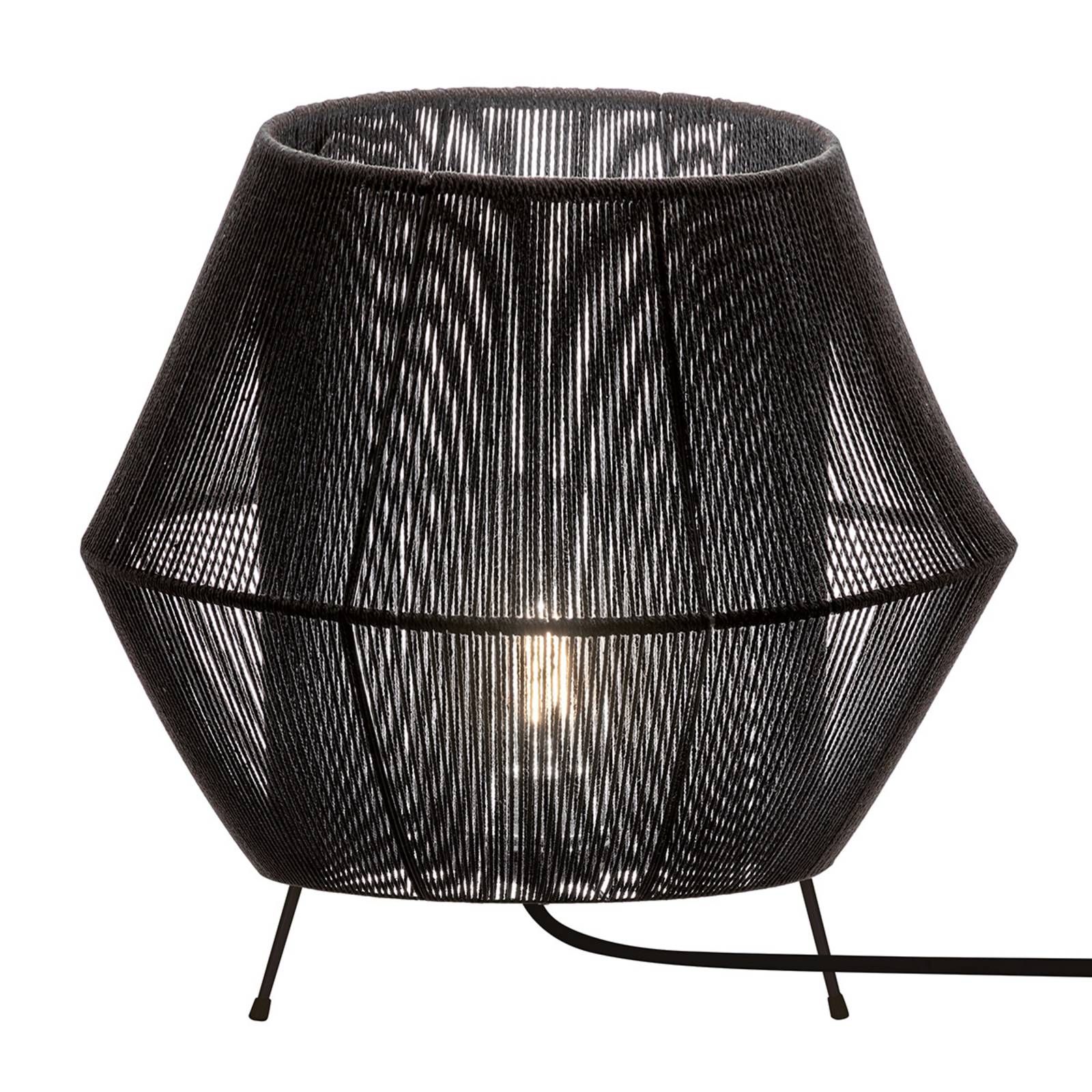 Viokef Stolná lampa Zaira v čiernej, Obývacia izba / jedáleň, plast, lano, E27, 60W, K: 25.5cm