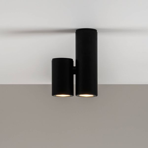 Milan Iluminación Kronn stropné bodové svetlo 2-pl., čierna, Obývacia izba / jedáleň, hliník, GU10, 15W, L: 14.5 cm, K: 20.6cm