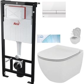 ALCADRAIN Sádromodul - predstenový inštalačný systém s bielym tlačidlom M1710 + WC Ideal Standard Tesi so sedadlom SoftClose, AquaBlade AM101/1120 M1710 TE1