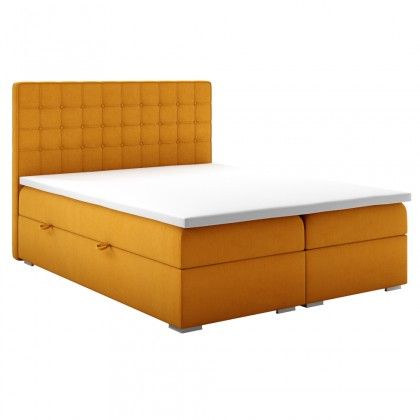 Čalúnená posteľ Charlize 140x200, žltá, vr. matraca a topperu