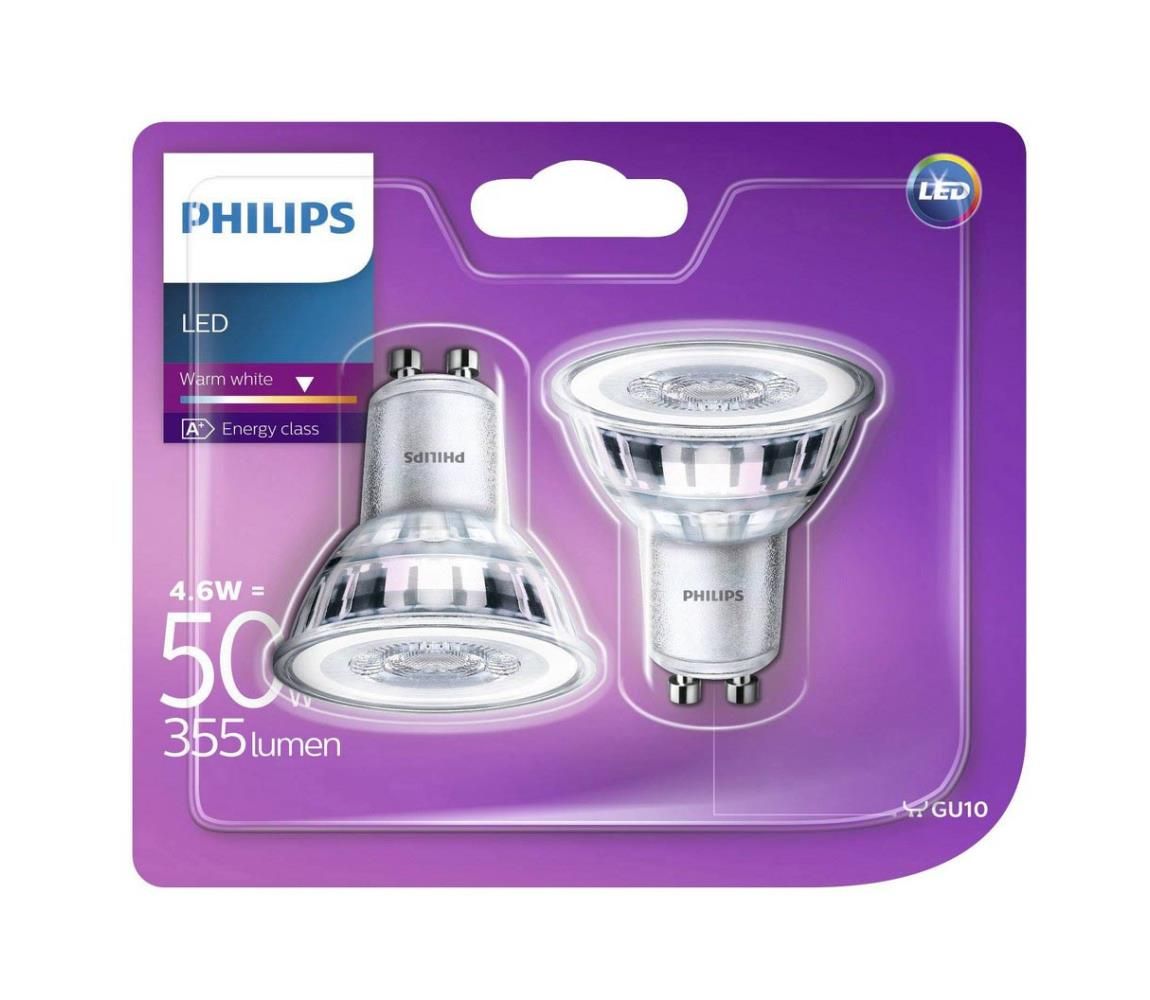 SADA 2x LED Žiarovka Philips GU10/4,6W/230V 2700K