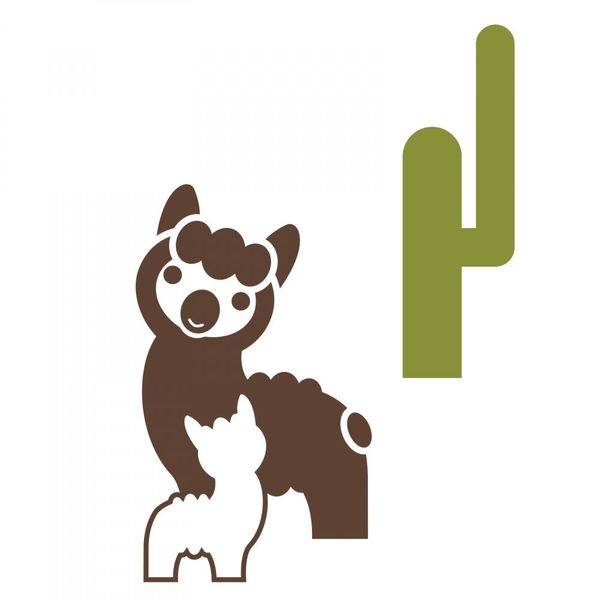 Pieris design Lama s mláďaťom - nálepka na stenu jarná zelená