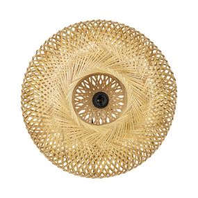 Prírodná okrúhla nástenná lampa z bambusových prúžkov - Ø 32*20cm