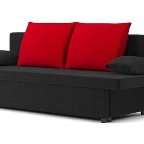 DomTextilu Moderná rozkladacia pohovka čierno červenej farby 193 x 78 cm