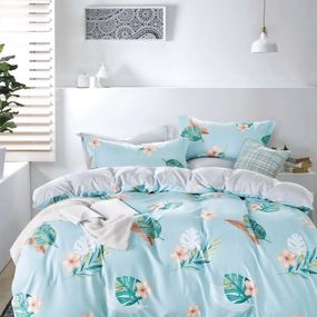 DomTextilu Modré posteľné obliečky s exotickým motívom 3 časti: 1ks 160 cmx200 + 2ks 70 cmx80 Modrá 38008-179874