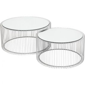 KARE Design Konferenční stolek Wire Silver - set 2 ks