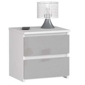 Nočný stolík CL2 - biela/metalic lesk