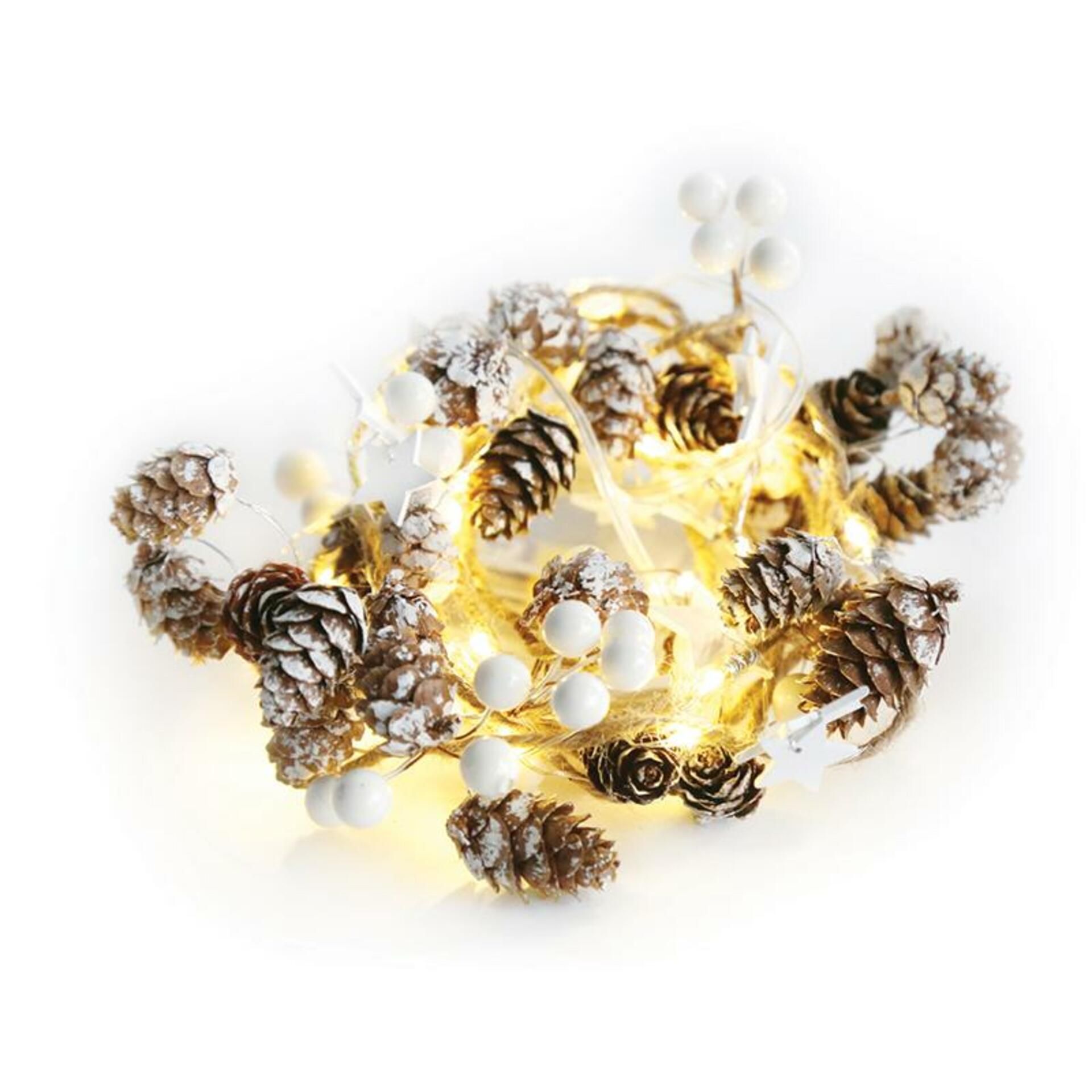 ACA Lighting vánoční girlanda bílá s hvězdami 20 LED dekorační řetěz na baterie (2xAA) teplá bílá IP20 180+30cm čirý kabel XK20WW2A