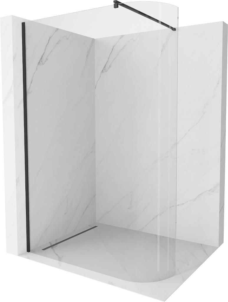 MEXEN/S - Kioto Sprchová zástena WALK-IN zaoblená 110 x 200 cm, transparent 8 mm, čierna 800-110-101-70-06