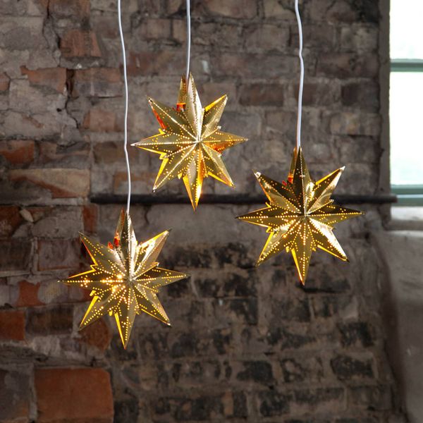 STAR TRADING V zlatej farbe kovová hviezda Mini, kov, E14, 25W