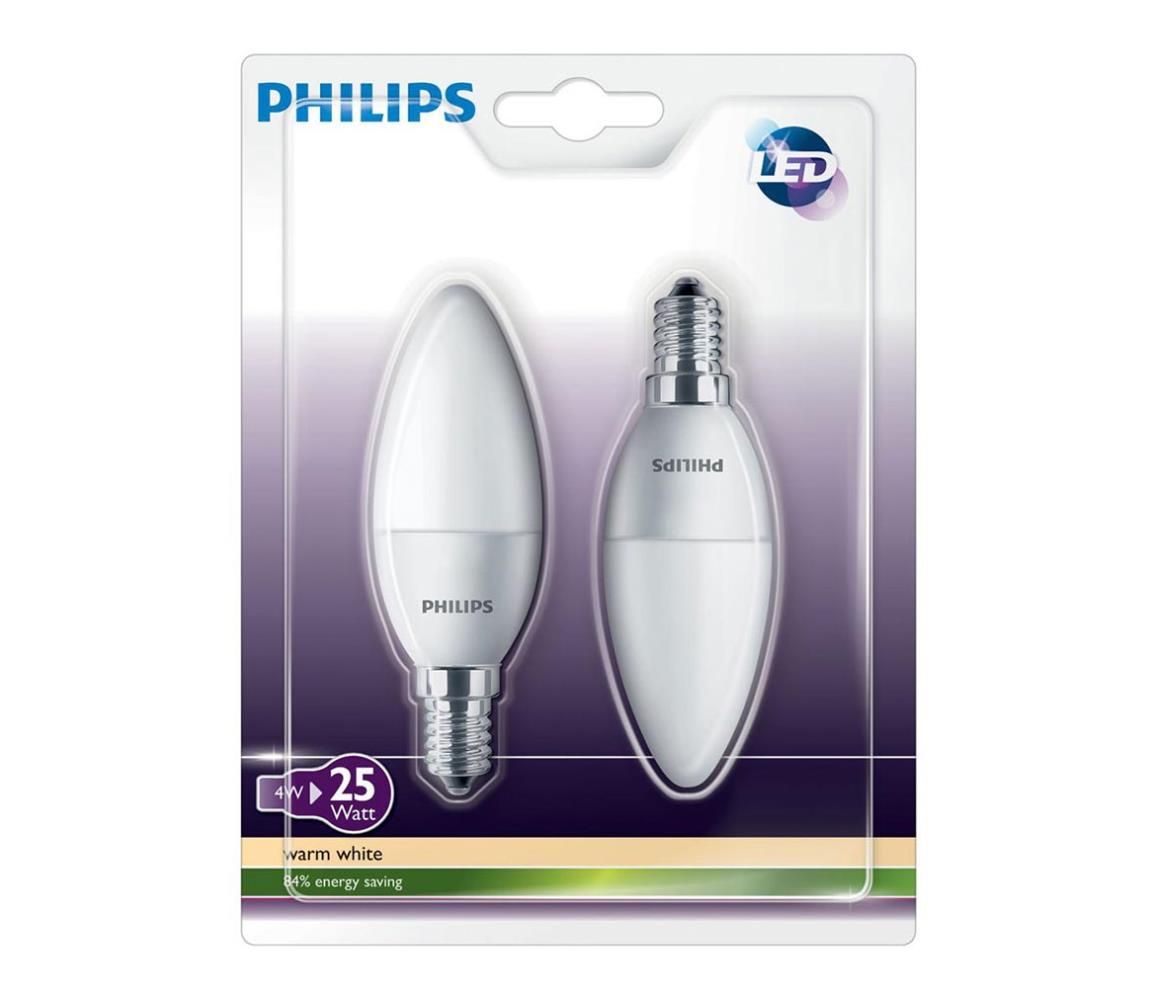 SET 2x LED sviečka Philips E14/4W/230V - CANDLE