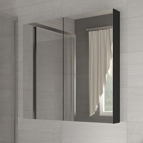 Kúpelňová skrinka na stenu Della 60 čierna + zrkadlo