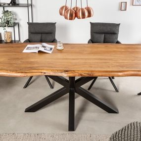 Estila Industriálny masívny jedálenský stôl Mammut z akáciového dreva hnedej farby a s čiernymi kovovými nohami 220cm