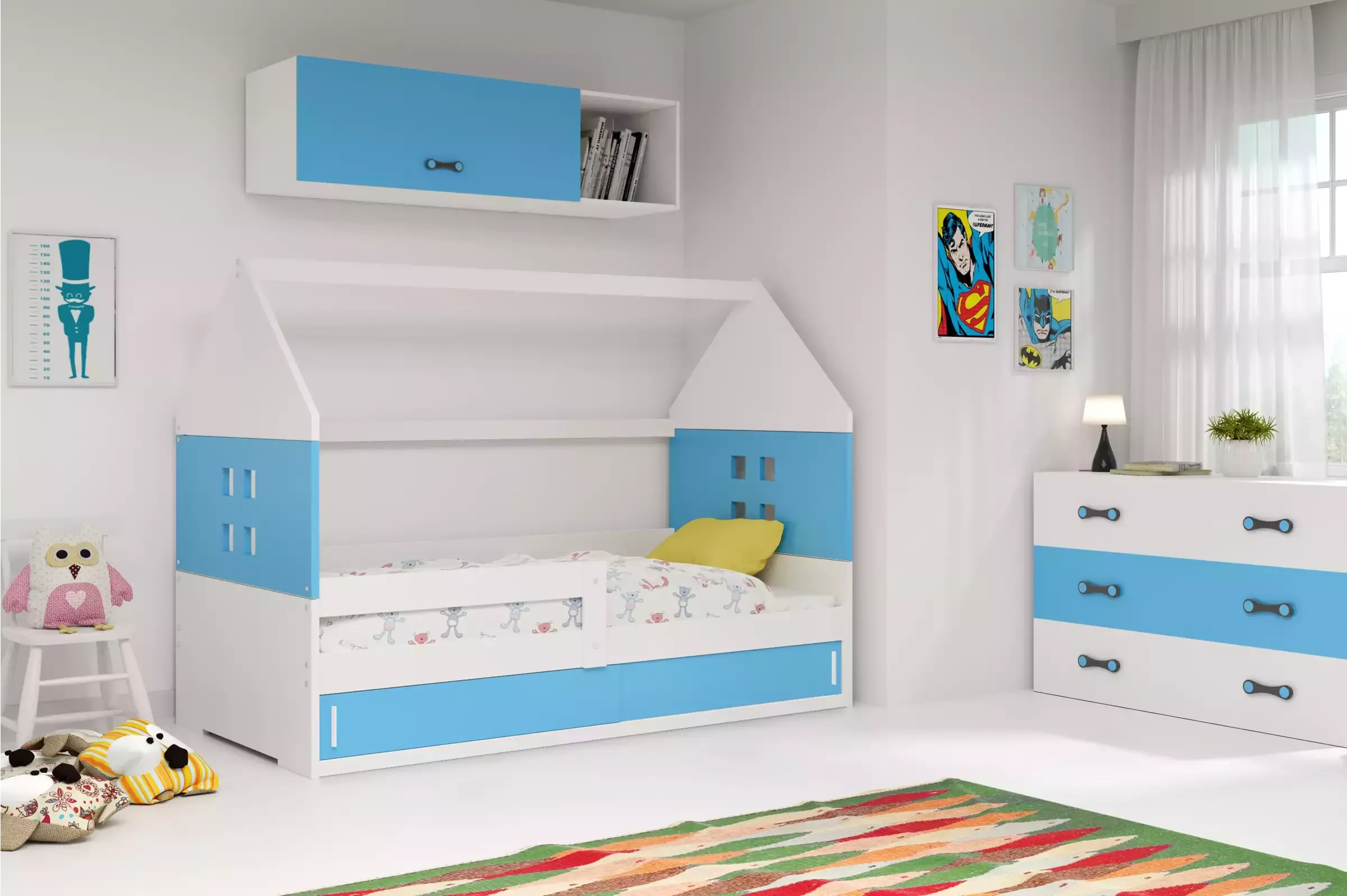 Domčeková posteľ DOMI 160x80cm - Biela - Modrá