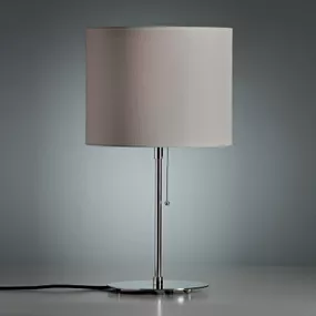 TECNOLUMEN Walter Schnepel, stolná lampa sivá, Obývacia izba / jedáleň, poniklovaný kov, ľan, plast, E27, 75W, L: 30 cm, K: 54cm