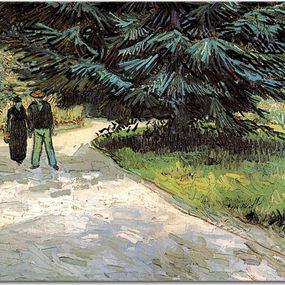 Public Garden with Couple and Blue Fir Tree zs18448 -  Vincent van Gogh obraz