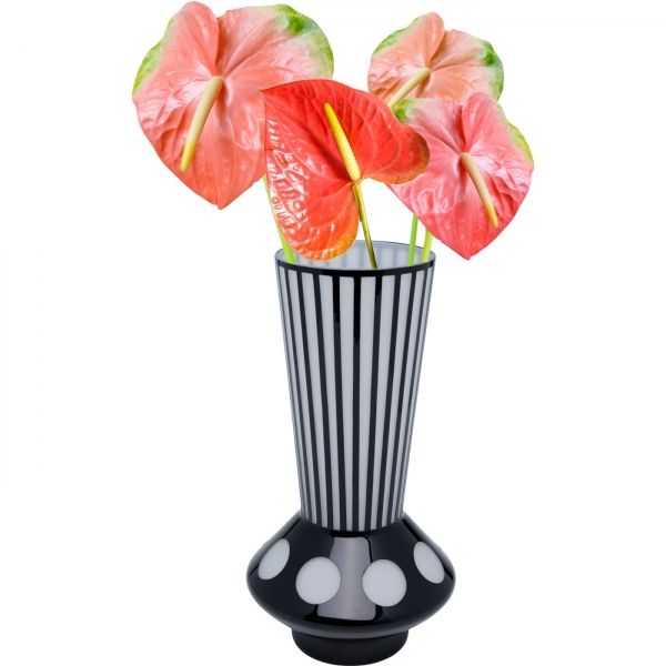 KARE Design Černobílá skleněná váza Brillar 40cm