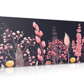 Obraz variácie trávy v ružovej farbe - 120x60