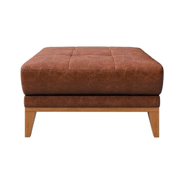 Koňakovohnedá kožená podnožka MESONICA Musso Tufted