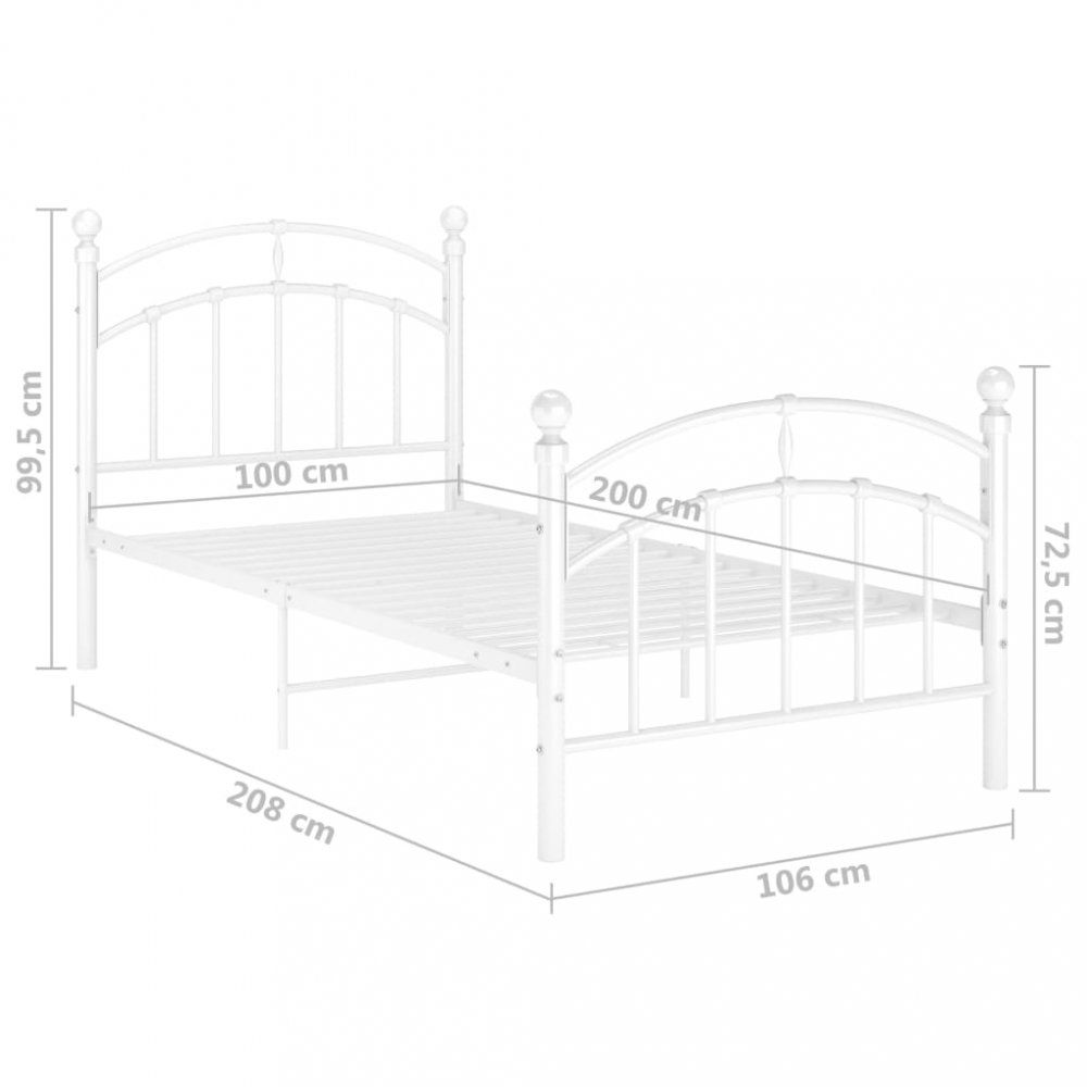 Posteľ biely kov Dekorhome 100 x 200 cm