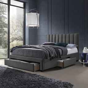 Čalúnená manželská posteľ s úložným priestorom Grace 160 - sivá (Velvet)