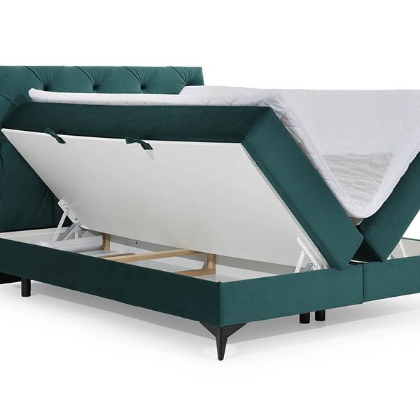 Čalúnená manželská posteľ s úložným priestorom Lazio 180 - tmavozelená