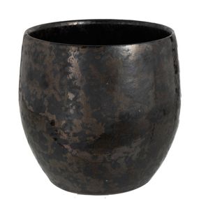 Dymovo-strieborný antik keramický kvetináč Smokey - Ø 23*21cm