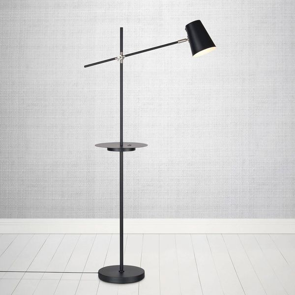 Markslöjd Stojaca lampa Linear nabíjacia stanica USB, čierna, Obývacia izba / jedáleň, kov, E14, 40W, K: 144cm