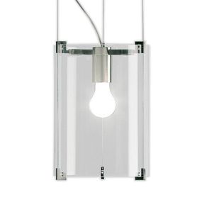 Prandina CPL S1 závesná lampa chróm, priehľadné, Obývacia izba / jedáleň, sklo, ručne fúkané, E27, 150W, K: 33cm
