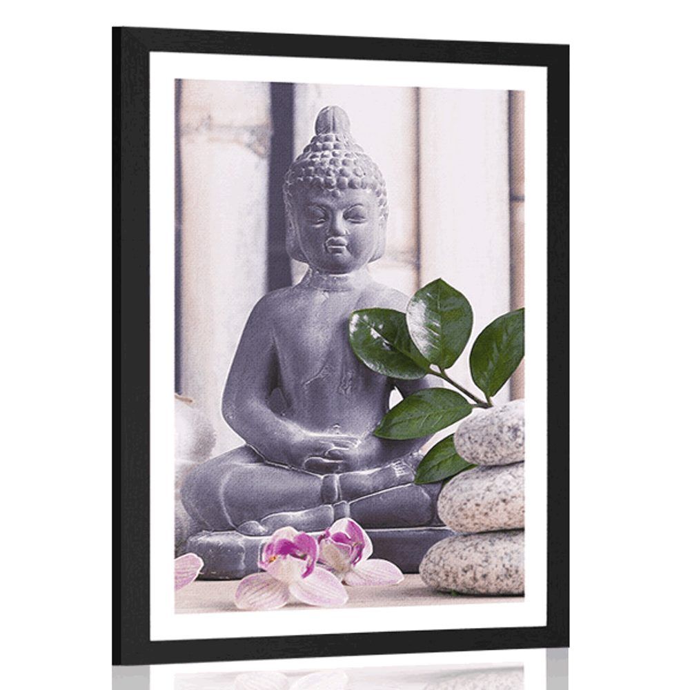 Plagát s paspartou wellness Budha - 60x90 black