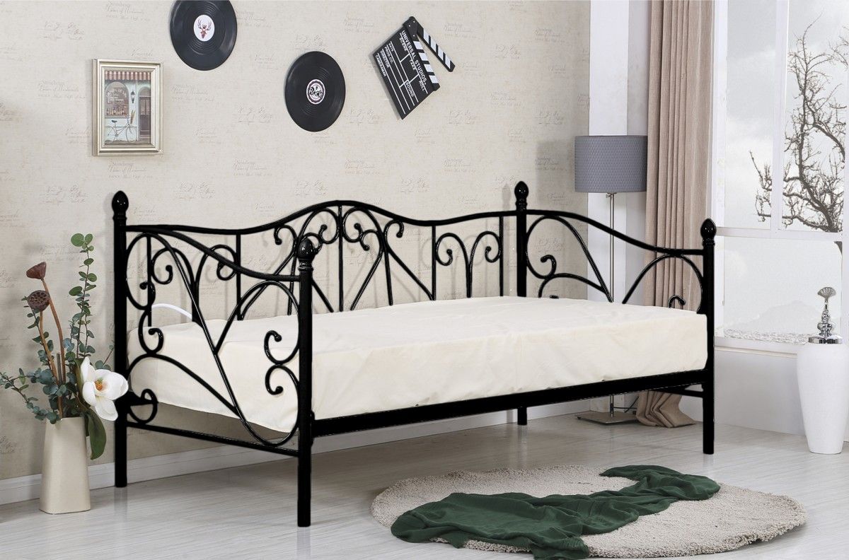 Kovová posteľ Sumatra 90x200 jednolôžko čierne