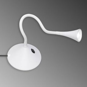 Reality Leuchten Flexibilná stolná LED lampa Viper v bielej, Obývacia izba / jedáleň, plast, 3W, K: 32cm