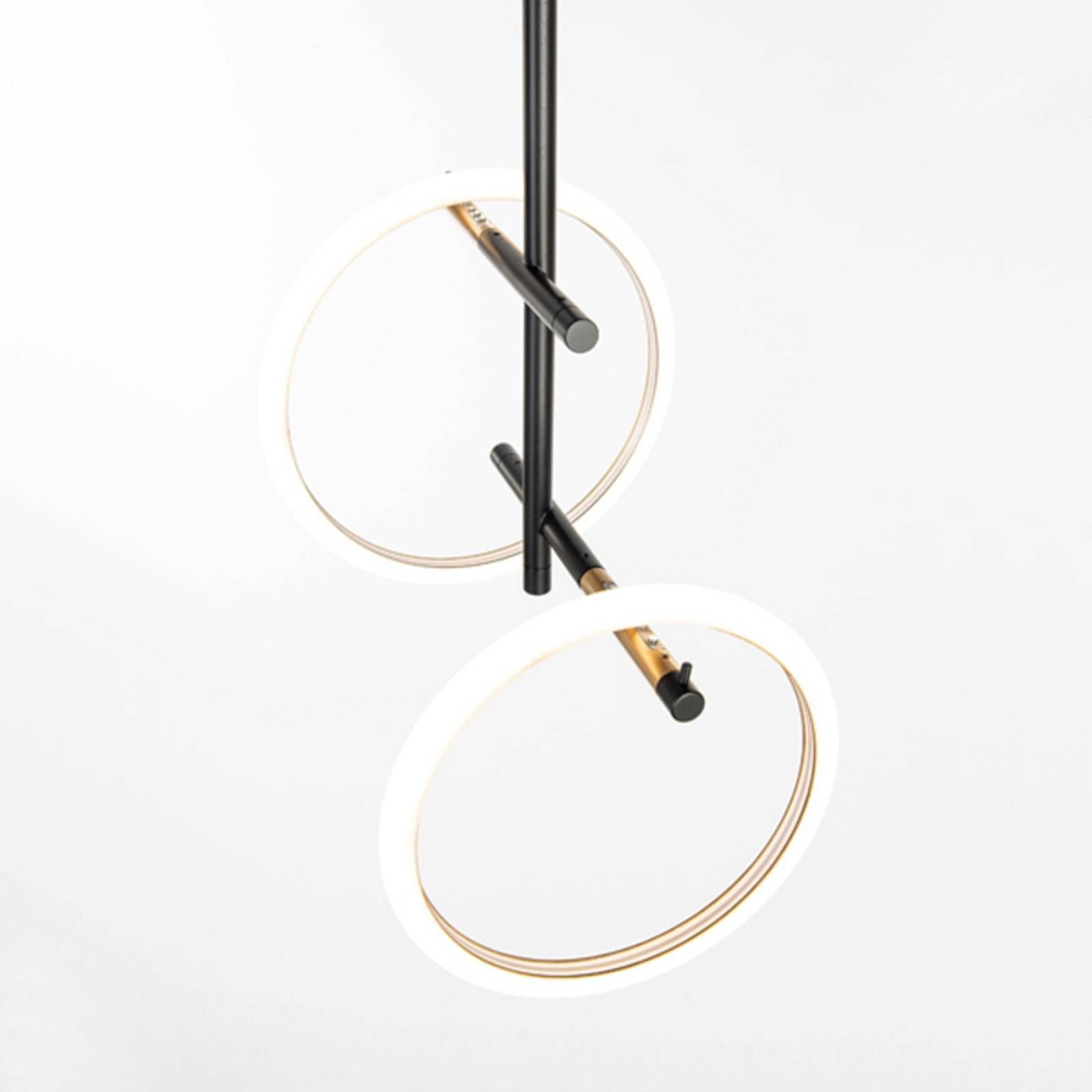 Marchetti Stropné LED svietidlo Ulaop, dva kruhy, čierne, Obývacia izba / jedáleň, kov, plexisklo, L: 40 cm, K: 55cm