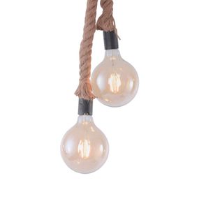 Leuchten Direkt Závesná lampa Rope s lanom, 2-plameňová, Obývacia izba / jedáleň, Lano, E27, 60W