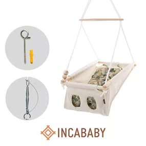 INCABABY Hojdačka detská Babyswing 0m + Deep Nature FW + pružina + hák do hojdačky