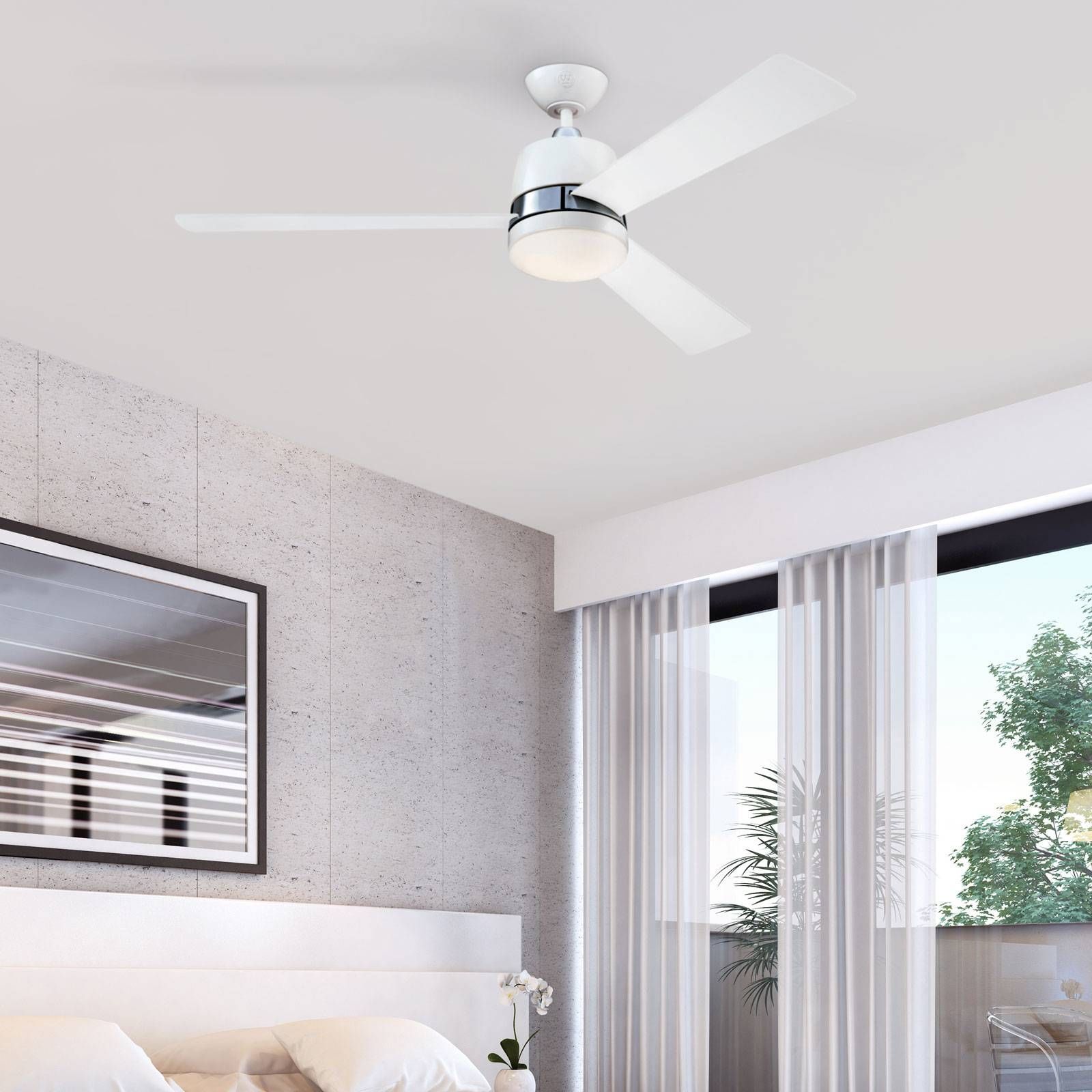 Westinghouse Tristan ventilátor svetlo biela/javor, Obývacia izba / jedáleň, oceľ, drevo, sklo, E14, 40W, K: 36.6cm