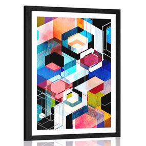 Plagát s paspartou abstraktná geometria - 30x45 black