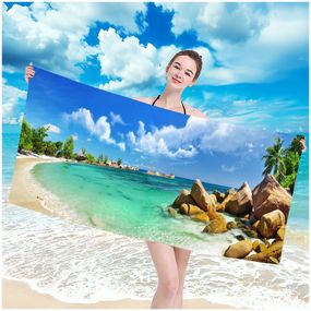 Plážová osuška s motívom dokonalej pláže 100 x 180 cm