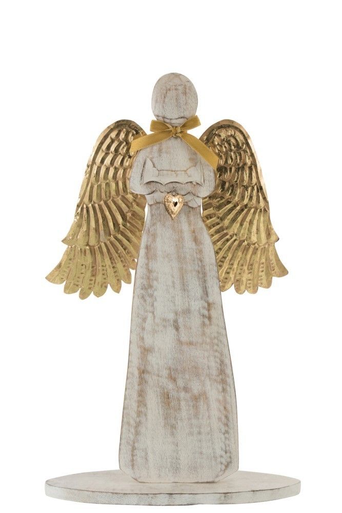 Drevený anjel zo zlatými kriedly - 31*46*2cm