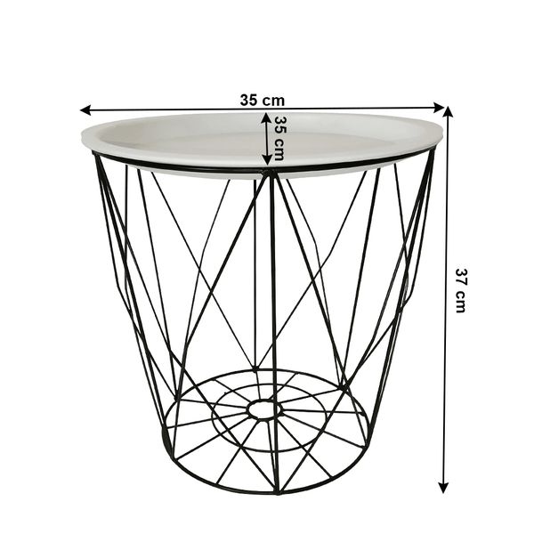 Okrúhly príručný stolík s odnímateľnou táckou Salero New - biela / čierna