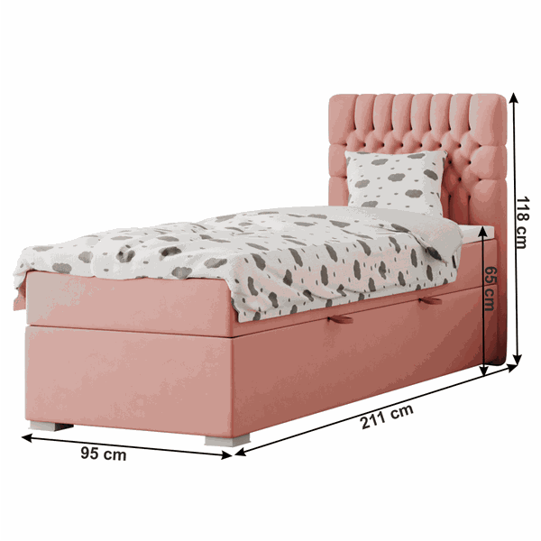 Boxspringová posteľ, jednolôžko, lososová, 90x200, pravá, FONDA