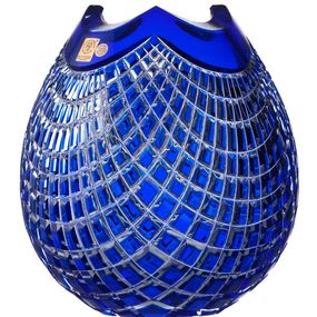 Krištáľová váza Quadrus, farba modrá, výška 210 mm