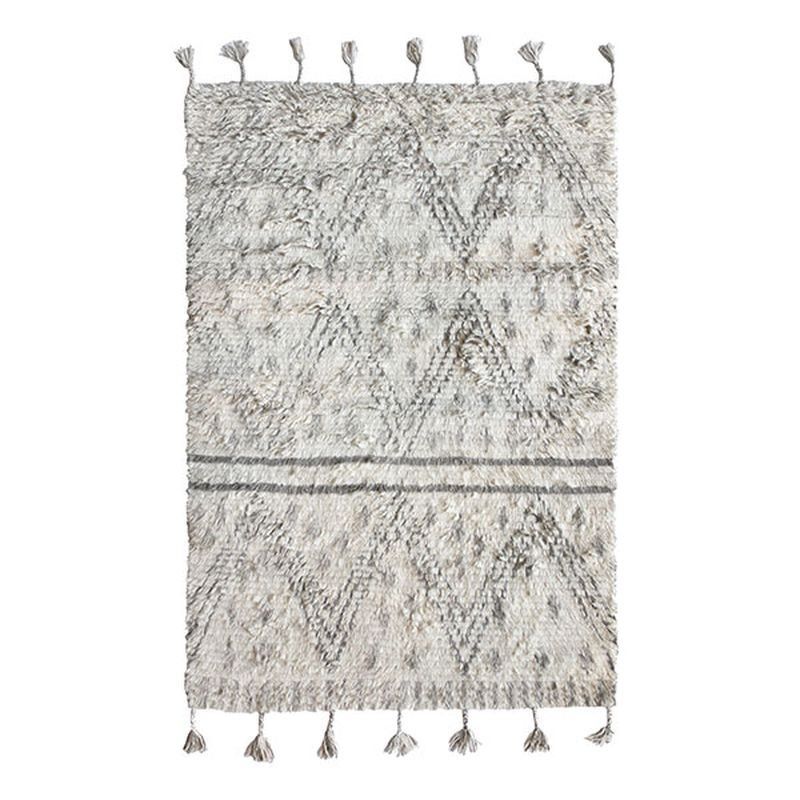 Béžovo-šedý ručne tkaný vlnený koberec Berber - 120 * 180 cm