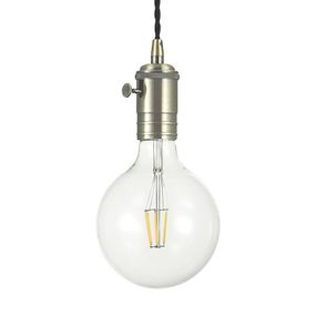 Ideallux Závesná lampa Doc starožitná mosadz vypínač, Obývacia izba / jedáleň, kov, E27, 60W